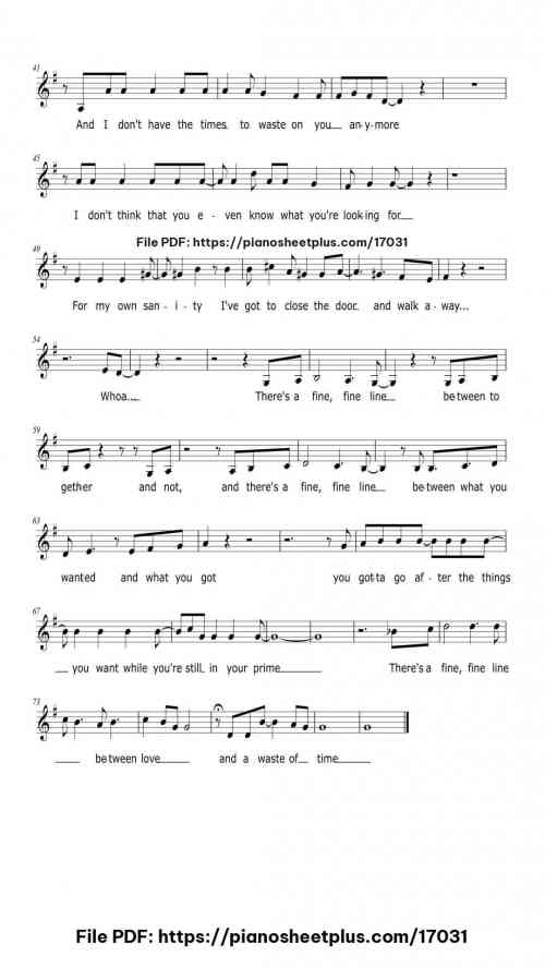 There s a Fine Fine Line by - Level Easy 4 There s a Fine Fine Line piano sheet music free pdf