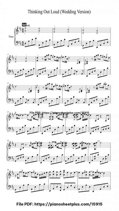Thinking Out Loud (Wedding Version) by Ed Sheeran Level Mid-Advanced 16 Thinking Out Loud (Wedding Version) by Ed Sheeran Level Mid-Advanced