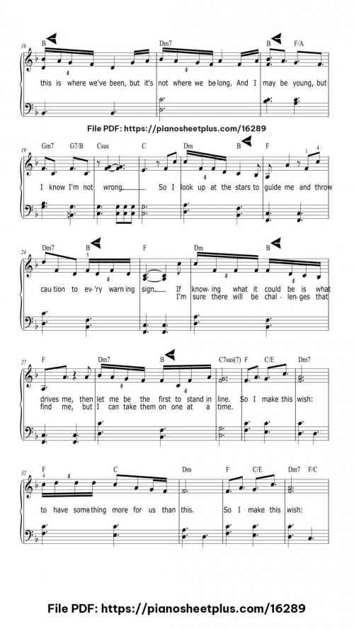 This Wish by JP Saxe/Julia Michaels/Benjamin Rice Level Intermediate 6 This Wish piano sheet music free pdf