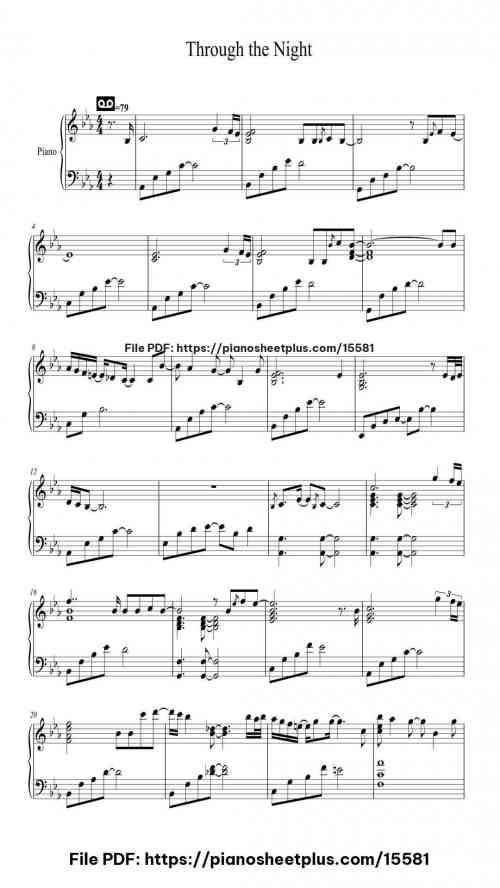 Through the Night by IU Level Mid-Advanced 5 Through the Night piano sheet music free pdf