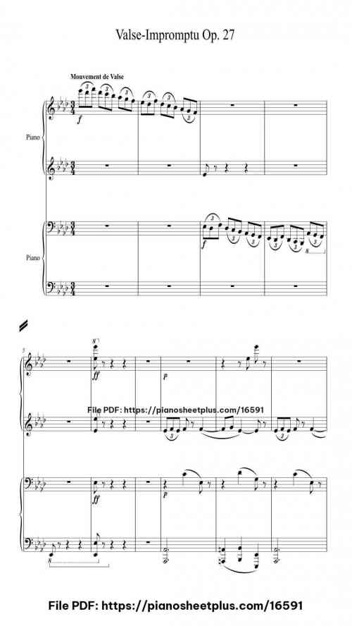 Valse-Impromptu Opus 27 in A♭ Major by Gabriel Pierné Level Mid-Advanced 12 Valse-Impromptu Opus 27 in A♭ Major piano sheet music free pdf