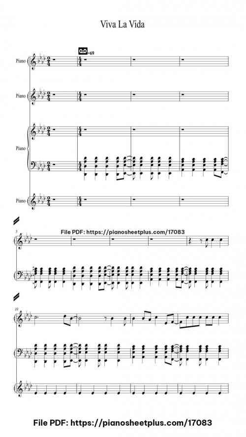 viva la vida by Coldplay Level Intermediate 11 viva la vida piano sheet music free pdf