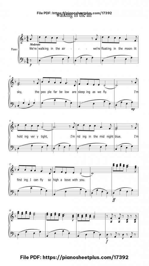 walking in the air by Howard Blake Level Beginner 4 walking in the air piano sheet music free pdf