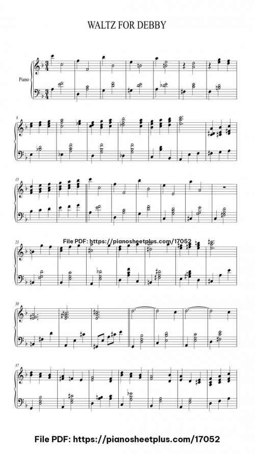 WALTZ FOR DEBBY by Bill Evans Level Intermediate 3 WALTZ FOR DEBBY piano sheet music free pdf