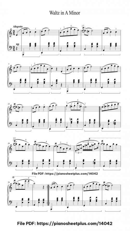 Waltz in A Minor, B. 150 - Free Piano Score Sheet (PDF) 5 Waltz in A Minor, B. 150 – Free Piano Score Sheet (PDF)