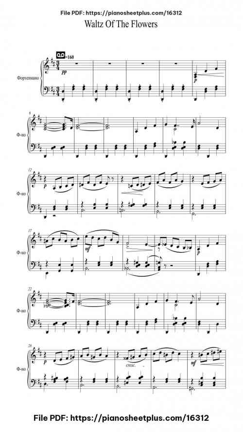 Waltz of the Flowers from The Nutcracker, Op. 71: II. Valse réelle by Pyotr Ilyich Tchaikovsky Level Intermediate 64 Waltz of the Flowers from The Nutcracker, Op. 71: II. Valse réelle by Pyotr Ilyich Tchaikovsky Level Intermediate