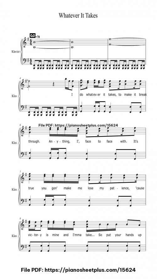 Whatever It Takes by Hollywood Undead Level Beginner 9 Whatever It Takes piano sheet music free pdf