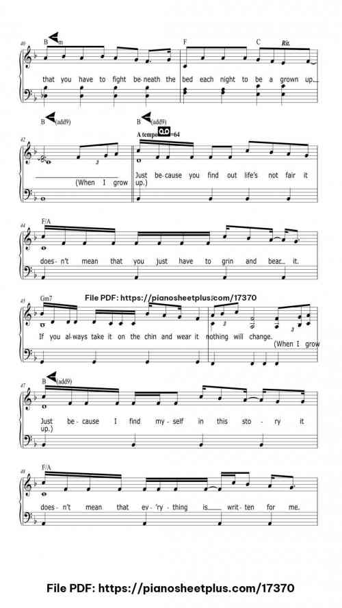 When I Grow Up by Tim Minchin Level Intermediate 9 When I Grow Up piano sheet music free pdf