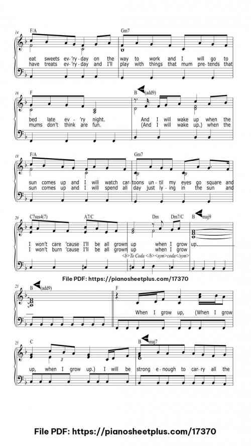 When I Grow Up by Tim Minchin Level Intermediate 7 When I Grow Up piano sheet music free pdf