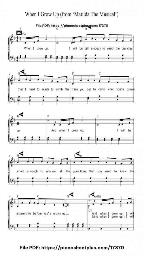 When I Grow Up by Tim Minchin Level Intermediate 6 When I Grow Up piano sheet music free pdf
