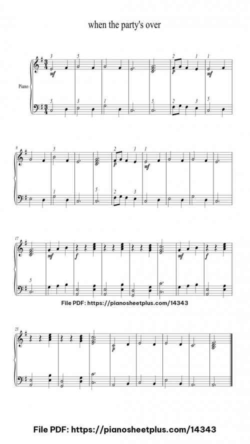 when the party's over - Free Digital Piano Sheet (PDF) 2 when the party's over piano sheet music free pdf