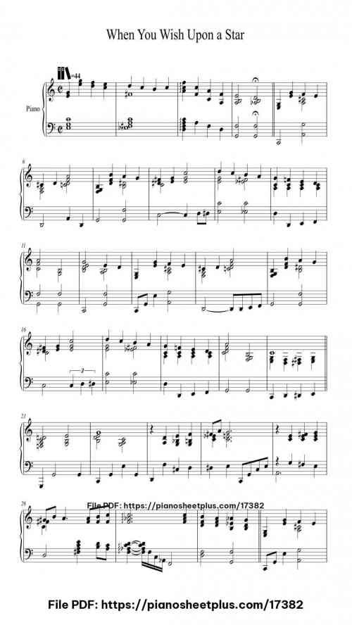 When You Wish Upon a Star by Leigh Harline Level Advanced 4 When You Wish Upon a Star piano sheet music free pdf