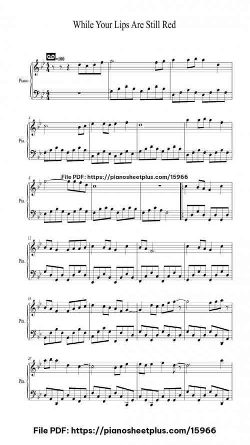 While Your Lips Are Still Red by Nightwish Level Beginner 4 While Your Lips Are Still Red piano sheet music free pdf