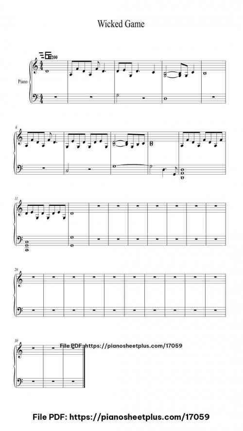 Wicked Game by Chris Isaak Level Beginner 2 Wicked Game piano sheet music free pdf