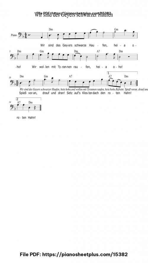 Wir sind des Geyers schwarzer Haufen by Max Böhm Level Easy 2 Wir sind des Geyers schwarzer Haufen piano sheet music free pdf