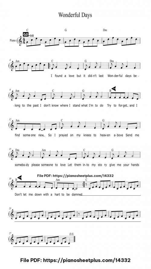 Wonderful Days - Piano Sheet Music PDF – No Cost 2 Wonderful Days piano sheet music free pdf
