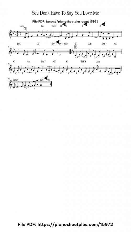 You Don't Have to Say You Love Me by P. Donaggio Level Beginner 2 You Don't Have to Say You Love Me piano sheet music free pdf