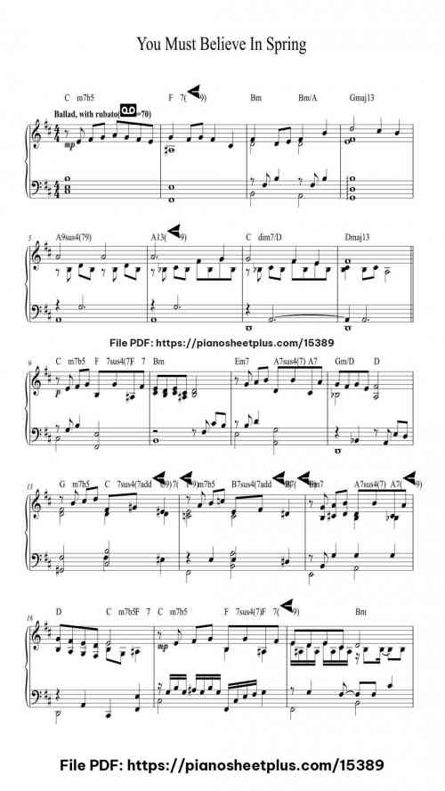 You Must Believe In Spring by Michel Legrand Level Intermediate 7 You Must Believe In Spring piano sheet music free pdf