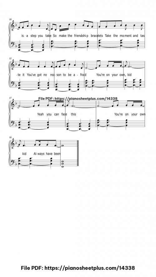 You're On Your Own, Kid - Piano Music Score PDF – Free Download 10 You're On Your Own, Kid piano sheet music free pdf