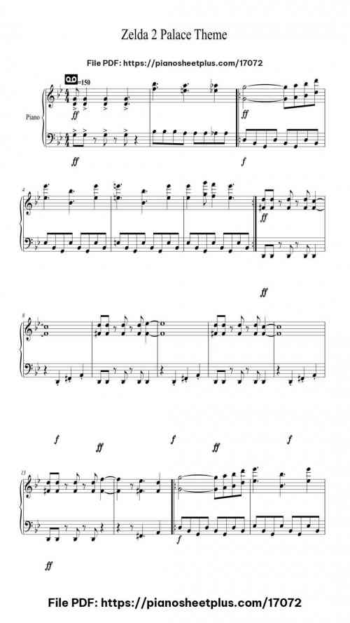 Zelda 2 Palace Theme by - Level Beginner 6 Zelda 2 Palace Theme piano sheet music free pdf