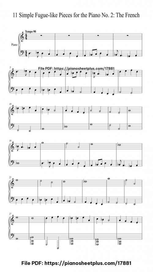 11 Simple Fugue-like Pieces for the Piano No. 2: The French by JS/TAB Level Beginner 4 11 Simple Fugue-like Pieces for the Piano No. 2: The French piano sheet music free pdf