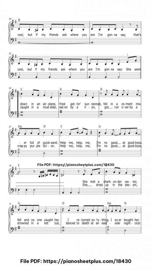 50 ways to say goodbye by Train Level Intermediate 9 50 ways to say goodbye piano sheet music free pdf