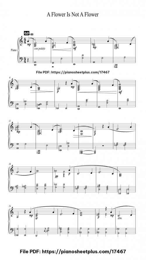 A Flower Is Not A Flower by Ryuichi Sakamoto Level Mid-Advanced 4 A Flower Is Not A Flower piano sheet music free pdf
