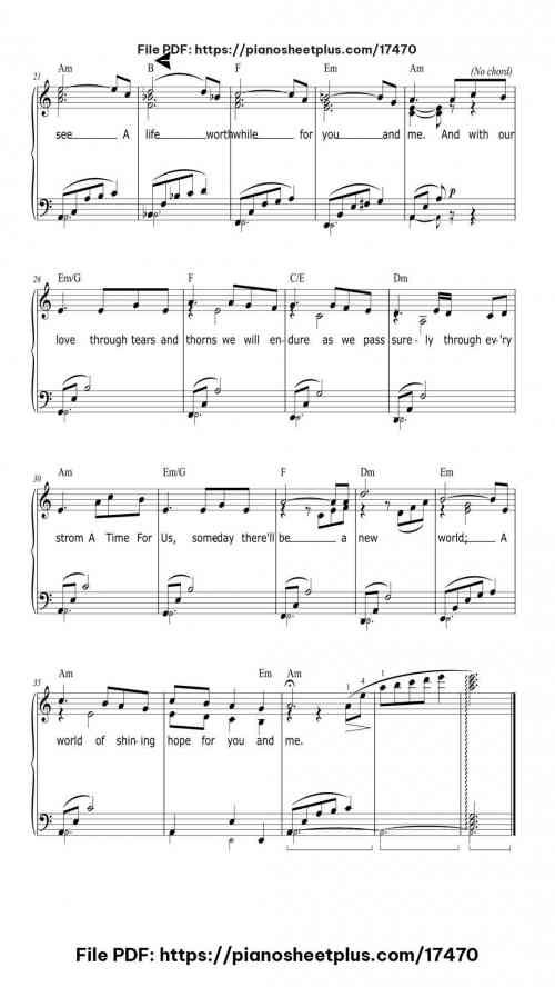 A Time For Us by Nino Rota Level Intermediate 4 A Time For Us piano sheet music free pdf