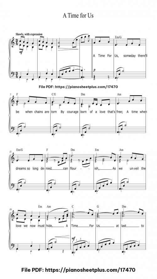 A Time For Us by Nino Rota Level Intermediate 3 A Time For Us piano sheet music free pdf