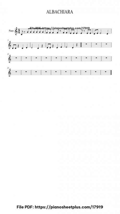 ALBACHIARA by Vasco Rossi Level Easy 2 ALBACHIARA piano sheet music free pdf