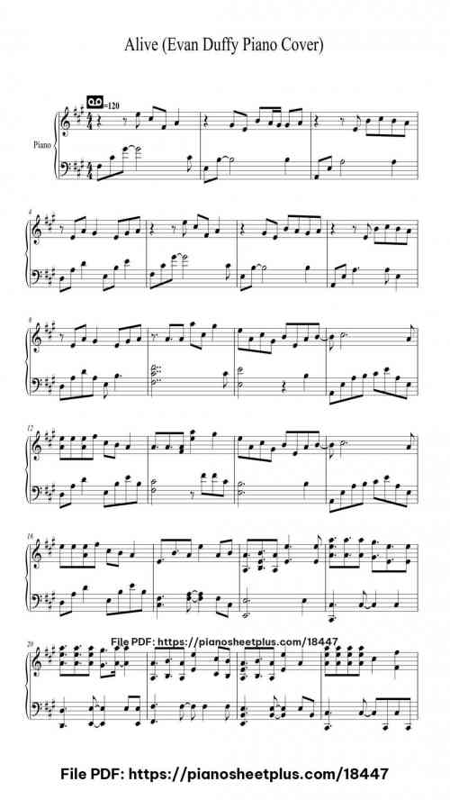 Alive (Evan Duffy Piano Cover) by Krewella Level Intermediate 5 Alive (Evan Duffy Piano Cover) piano sheet music free pdf