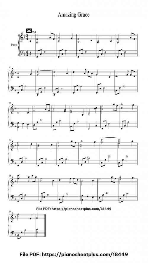 Amazing Grace by John Newton Level Beginner 2 Amazing Grace piano sheet music free pdf