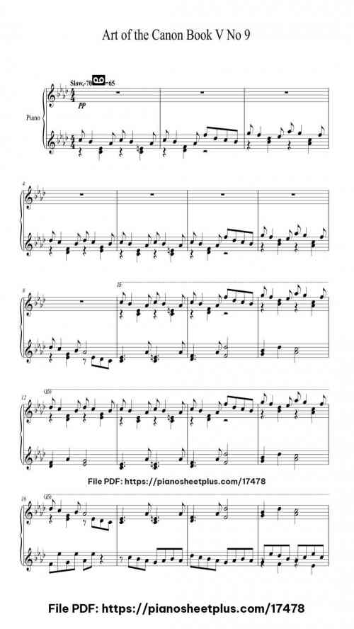 Art of the Canon Book V No 9 by Moondog Level Intermediate 5 Art of the Canon Book V No 9 piano sheet music free pdf