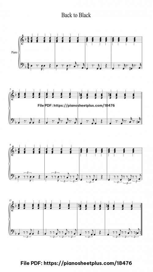 Back to Black by Amy Winehouse Level Beginner 2 Back to Black piano sheet music free pdf