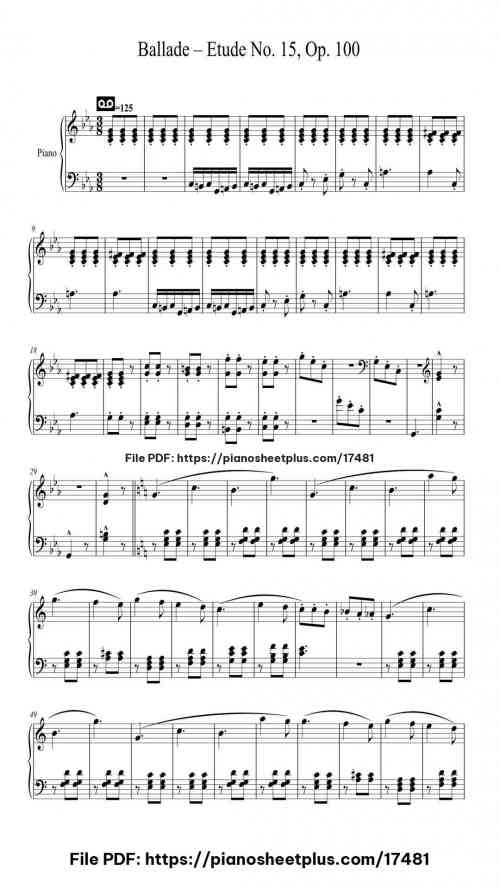 Ballade – Etude No. 15, Op. 100 by Friedrich Burgmüller Level Beginner 3 Ballade – Etude No. 15, Op. 100 piano sheet music free pdf