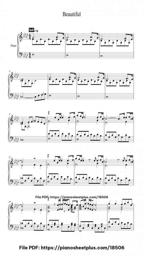Beautiful by Christina Aguilera Level Intermediate 3 Beautiful piano sheet music free pdf
