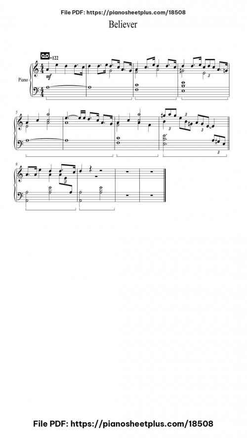 Believer by Imagine Dragons Level Intermediate 2 Believer piano sheet music free pdf