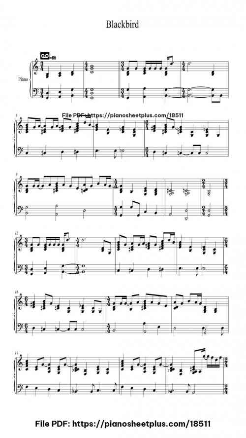 Blackbird by The Beatles Level Intermediate 3 Blackbird piano sheet music free pdf