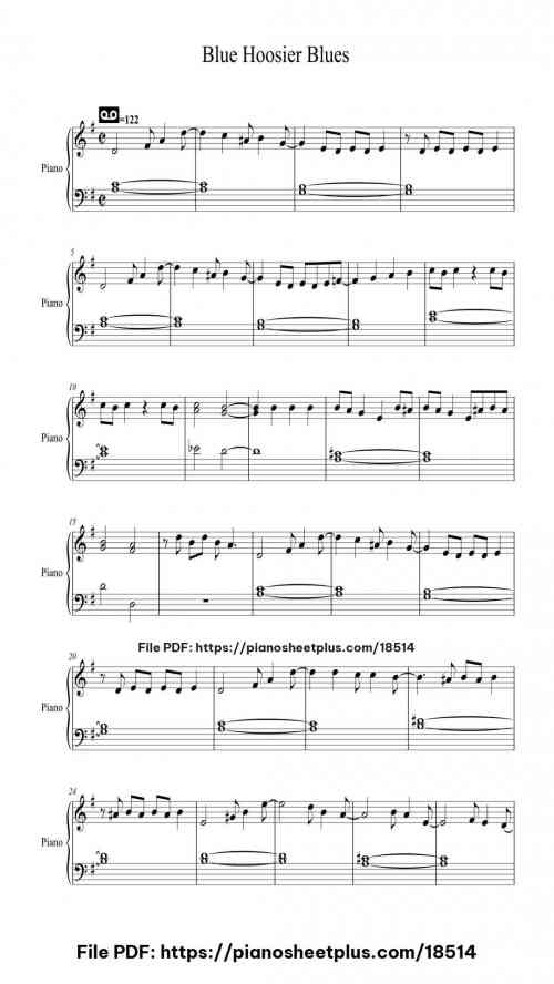Blue Hoosier Blues by Abel Baer/Cliff Friend/JACK Meskil Level Beginner 3 Blue Hoosier Blues piano sheet music free pdf