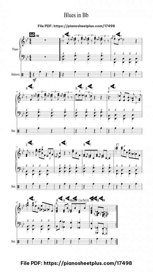 Blues in Bb by Lessons - Blues Level Intermediate 2 Blues in Bb piano sheet music free pdf