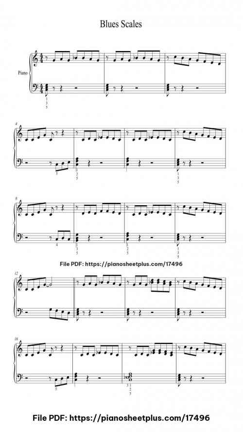 Blues Scales by Alfred's Piano Level Beginner 3 Blues Scales piano sheet music free pdf