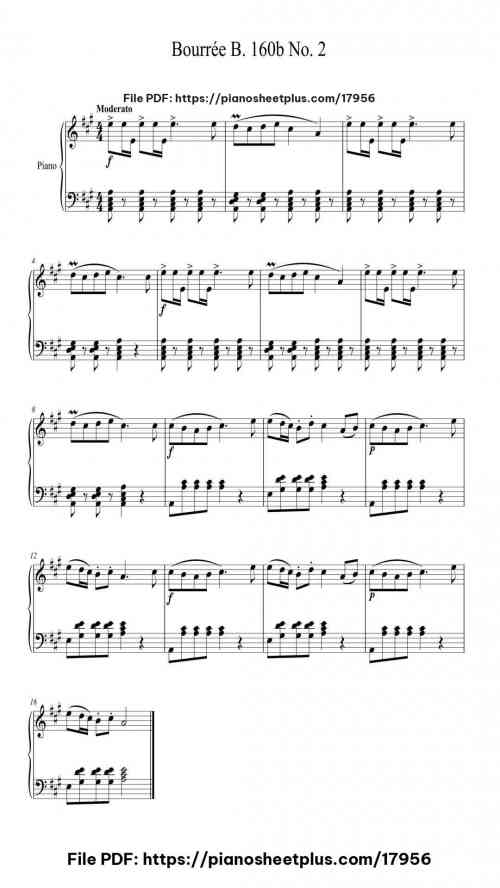 Bourrée in A Minor, B. 160b No. 2 by Frédéric Chopin Level Beginner 2 Bourrée in A Minor, B. 160b No. 2 piano sheet music free pdf