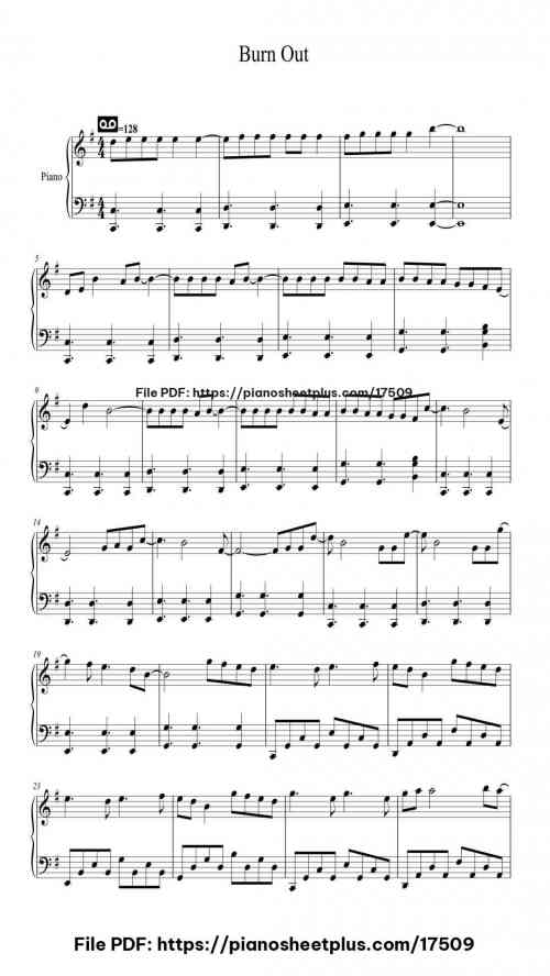 Burn Out by - Level Beginner 6 Burn Out piano sheet music free pdf