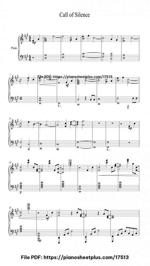 Call of Silence by Hiroyuki Sawano Level Intermediate 4 Call of Silence piano sheet music free pdf