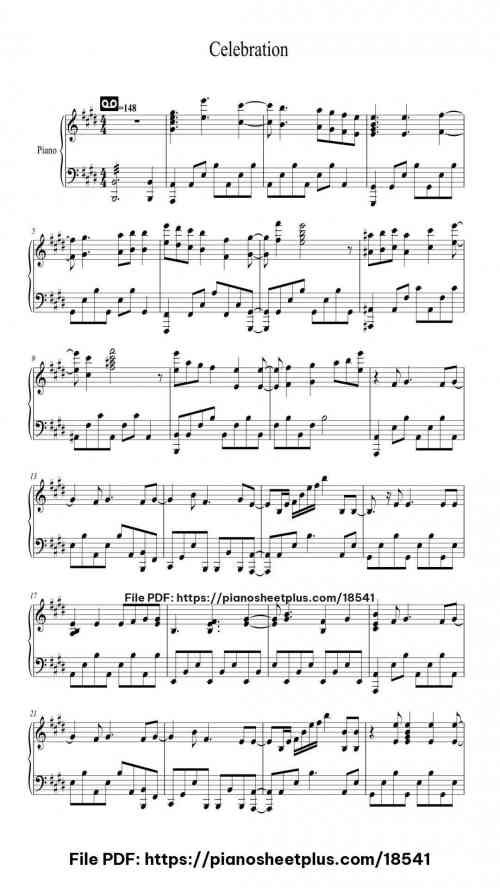Celebration by Blyyule Level Intermediate 5 Celebration piano sheet music free pdf