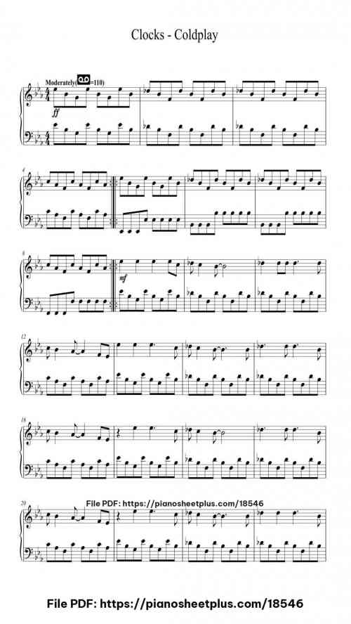 Clocks - Coldplay by Coldplay Level Intermediate 5 Clocks - Coldplay piano sheet music free pdf
