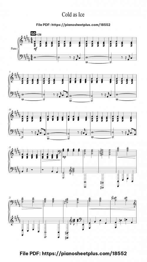 Cold as Ice by Foreigner Level Advanced 6 Cold as Ice piano sheet music free pdf