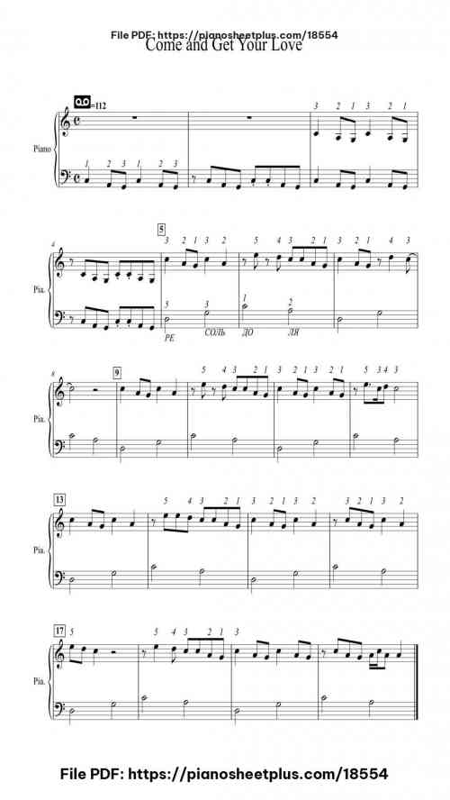 Come and Get Your Love by Redbone Level Easy 2 Come and Get Your Love piano sheet music free pdf