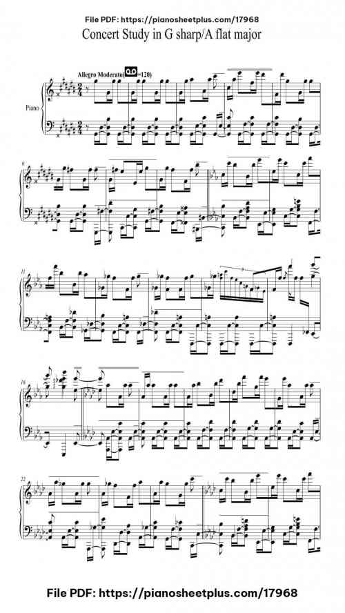 Concert Study in G sharp/A flat major by Fryderyk Chopin Level Advanced 5 Concert Study in G sharp/A flat major piano sheet music free pdf