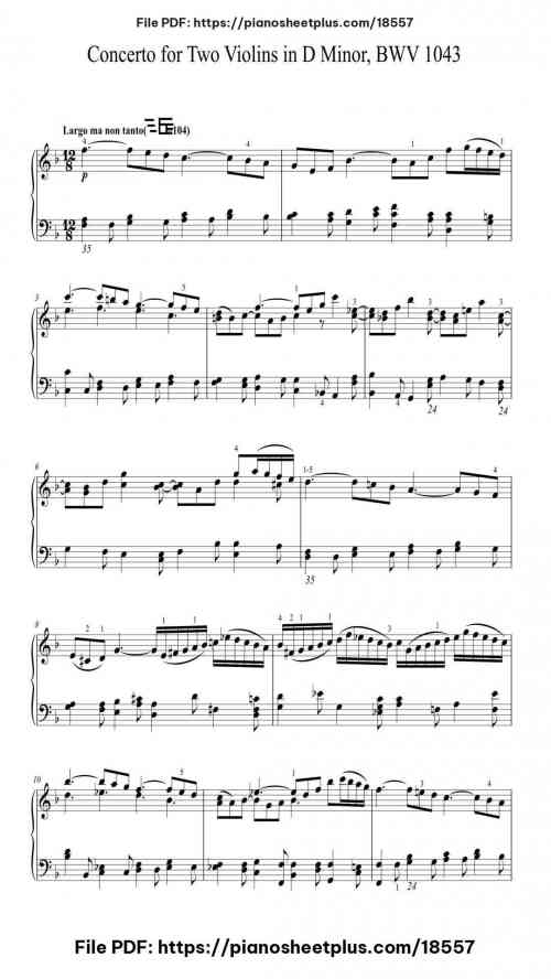 Concerto for Two Violins in D Minor, BWV 1043 by Johann Sebastian Bach Level Intermediate 16 Concerto for Two Violins in D Minor, BWV 1043 by Johann Sebastian Bach Level Intermediate